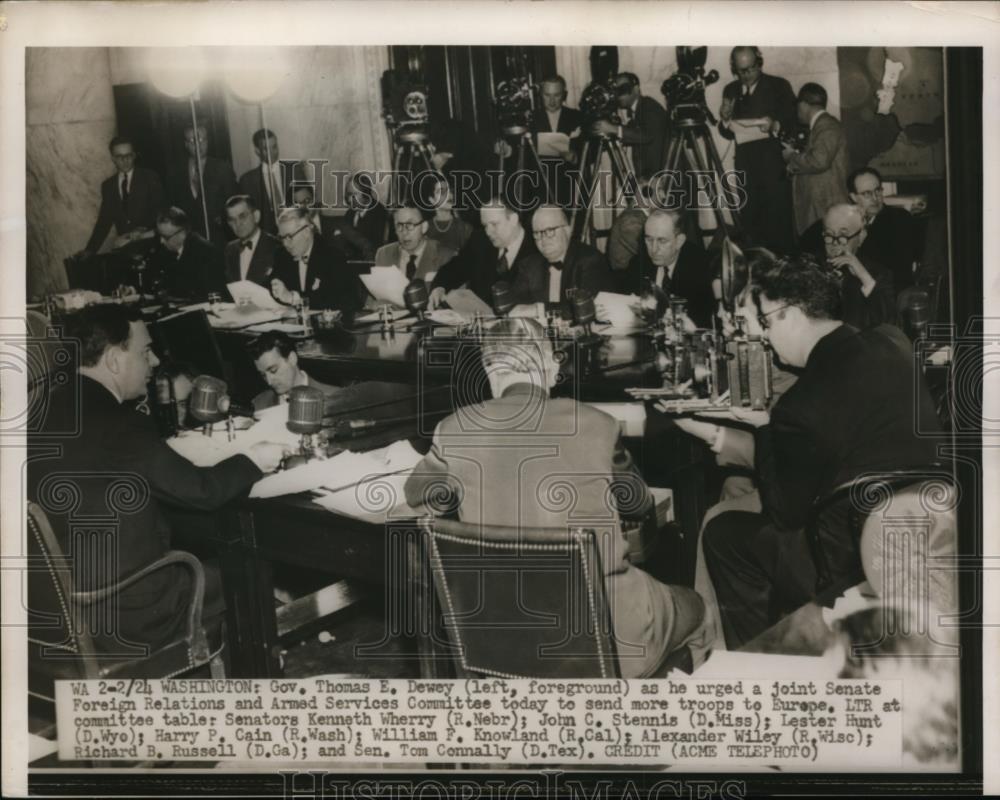 1951 Press Photo Governor Thomas Dewy in Senate Foreign Relations Committee - Historic Images