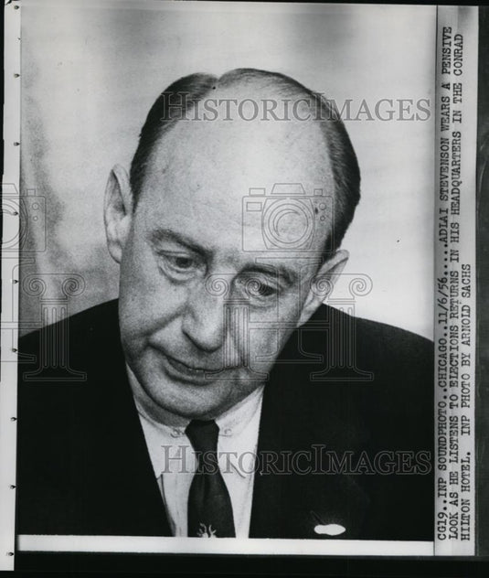 1956 Press Photo Presidential candidate Adlai Stevenson in Chicago Illinois - Historic Images