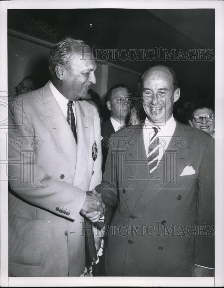 1952 Press Photo Senator Scott Lucas & Adlai Stevenson at Illinois Caucus - Historic Images