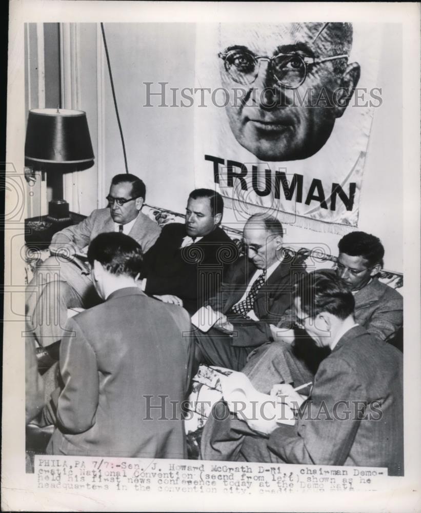 1948 Press Photo Senator J. Howard McGrath Press Conference in Philadelphia - Historic Images