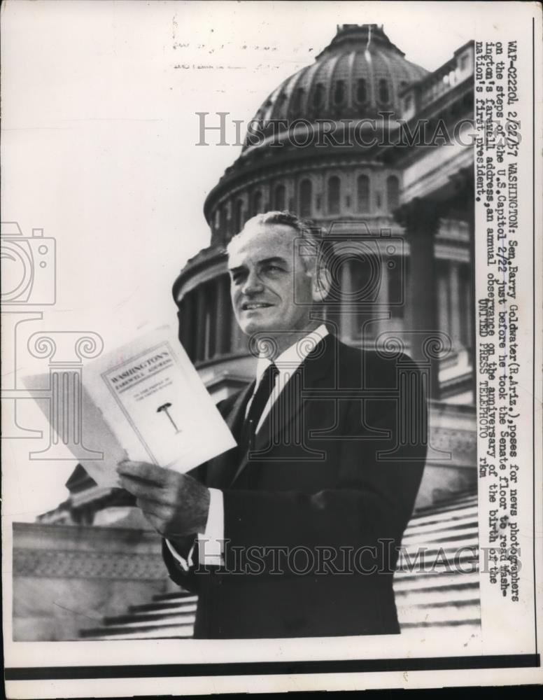 1957 Press Photo Senator Barry Goldwater at US Capitol - nep06998 - Historic Images