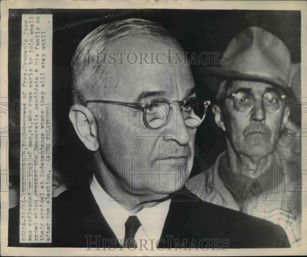 1948 Press Photo President Harry S. Truman in Independence, Pennsylvania - Historic Images