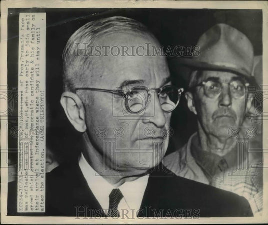 1948 Press Photo President Harry S. Truman in Independence, Pennsylvania - Historic Images