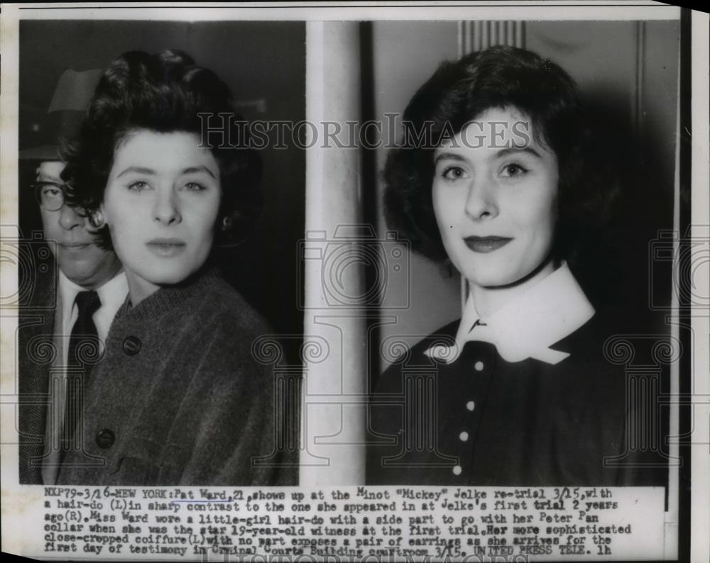 1955 Press Photo Pat Ward Witness in Minot Mickey Jelke Retrial, New York - Historic Images