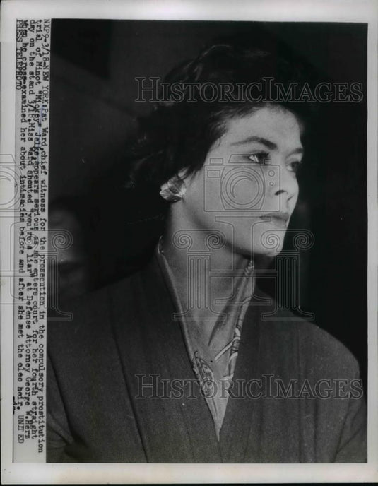 1955 Press Photo Pat Ward, Minot "mickey" Jelke Call Girl ring Witness New York - Historic Images