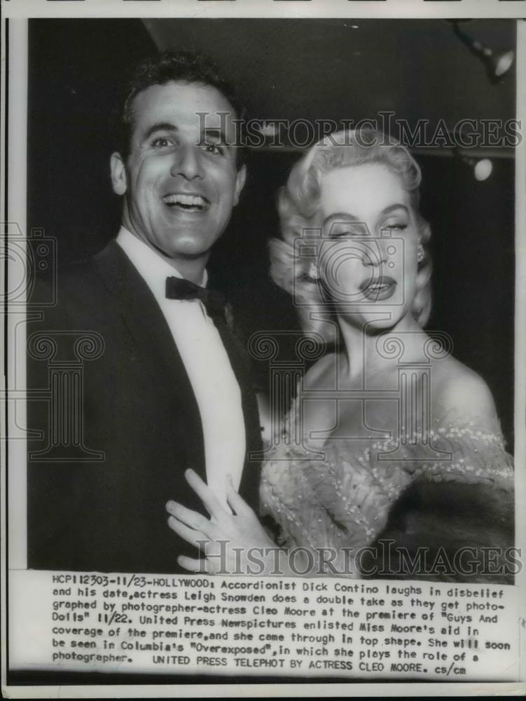 1951 Press Photo Dick Contino &amp; date actress Leigh Snowden in Hollywood - Historic Images