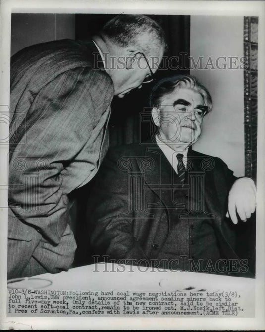 1950 Press Photo John L Lewis UMW President in Coal Wage Negotiations - Historic Images
