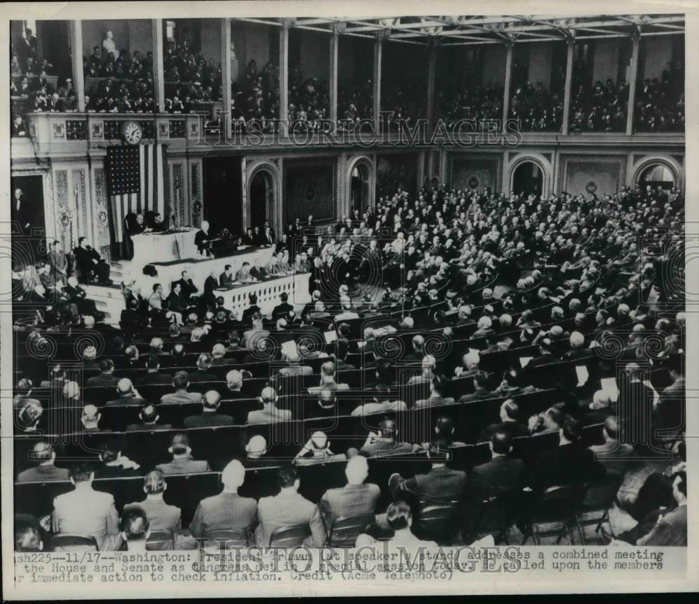 1947 Press Photo Pres Truman Addresses Combined Meeting of House and Senate - Historic Images