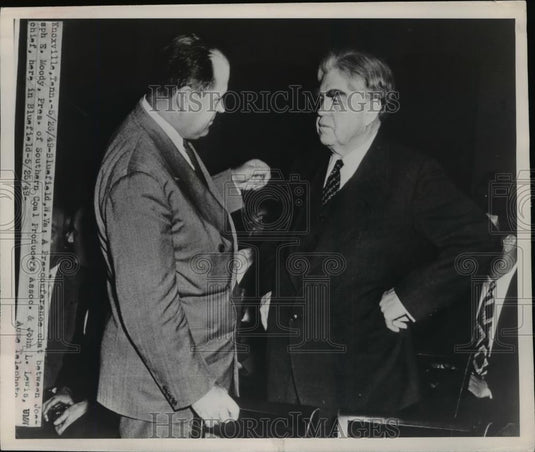 1949 Press Photo John L Lewis of United Mine Workers & Joseph Moody Conference - Historic Images