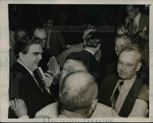1940 Press Photo John Lewis, C.I.O. Pres, Jokes About Roosevelt's Service Plan - Historic Images