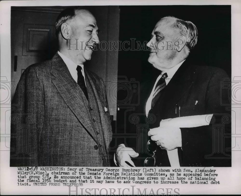 1953 Press Photo Treasury Secy Humphrey Appears Before Foreign Relations Cmte - Historic Images