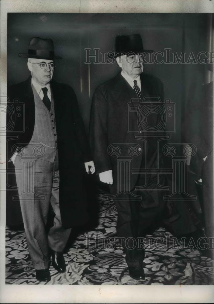 1950 Press Photo John Lewis, Thomas Kennedy United Mine Workers Coal Negotiation - Historic Images