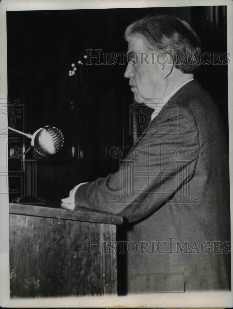 1949 Press Photo John L Lewis of United Mine Workers at Policy Committee Meeting - Historic Images