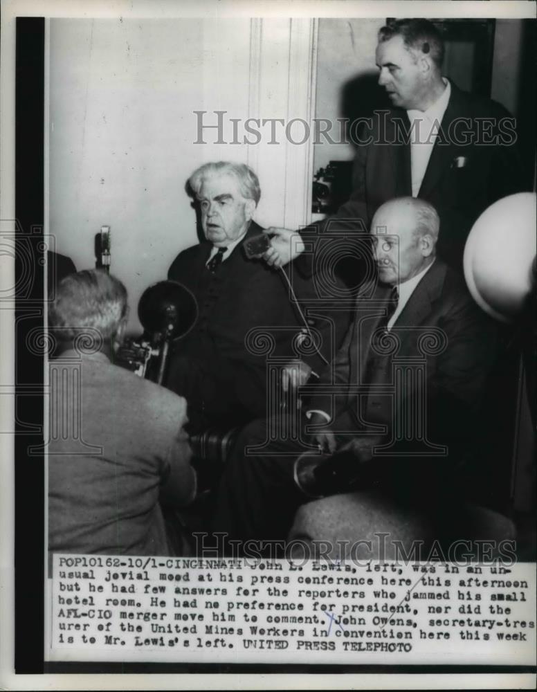 1956 Press Photo John L. Lewis Has Few Answers at Press Conference - nep08475 - Historic Images