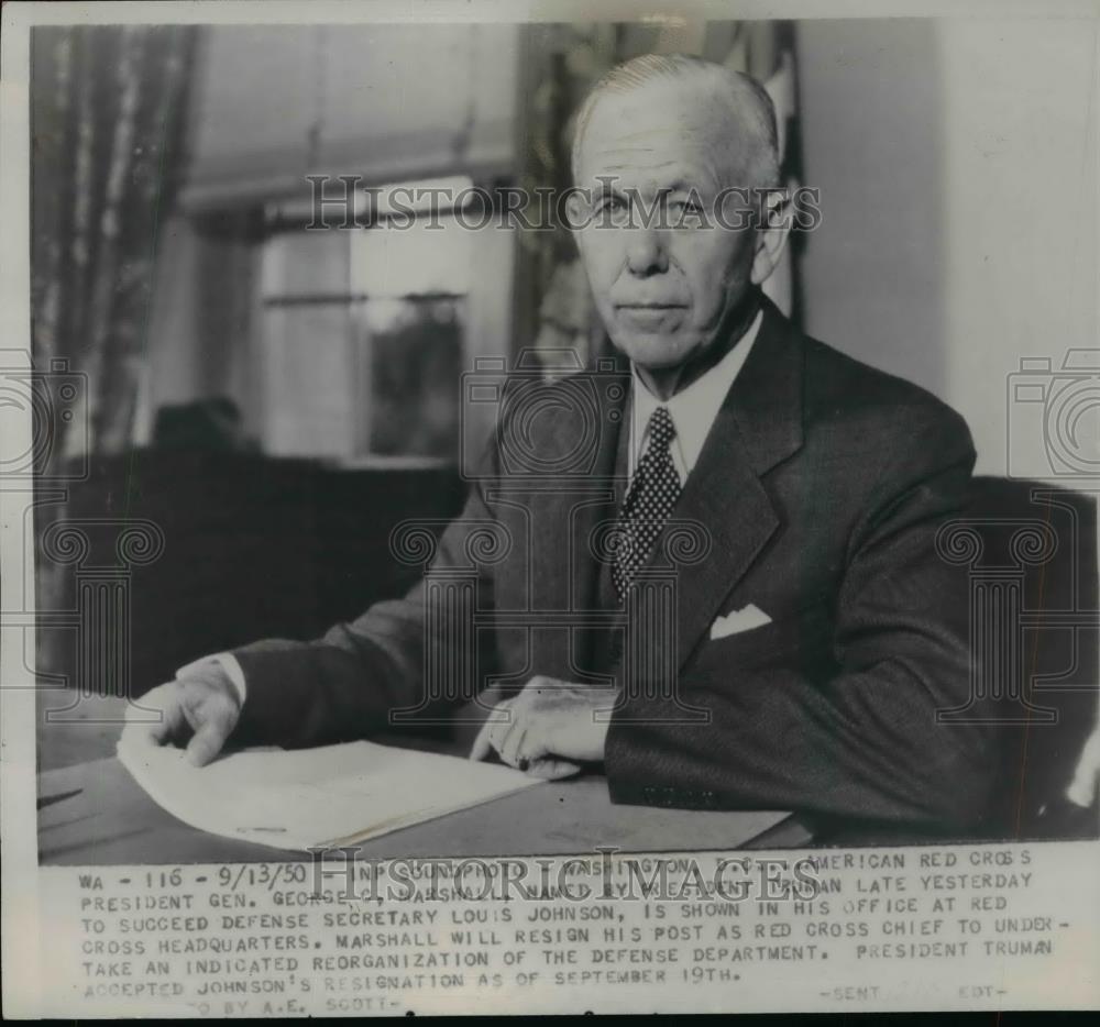 1950 Press Photo George Marshall Elected Defense Secretary by President Truman - Historic Images