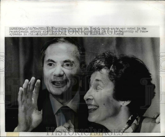 1970 Press Photo Milton Shapp & Muriel React to Announcement of Gov Candidacy - Historic Images