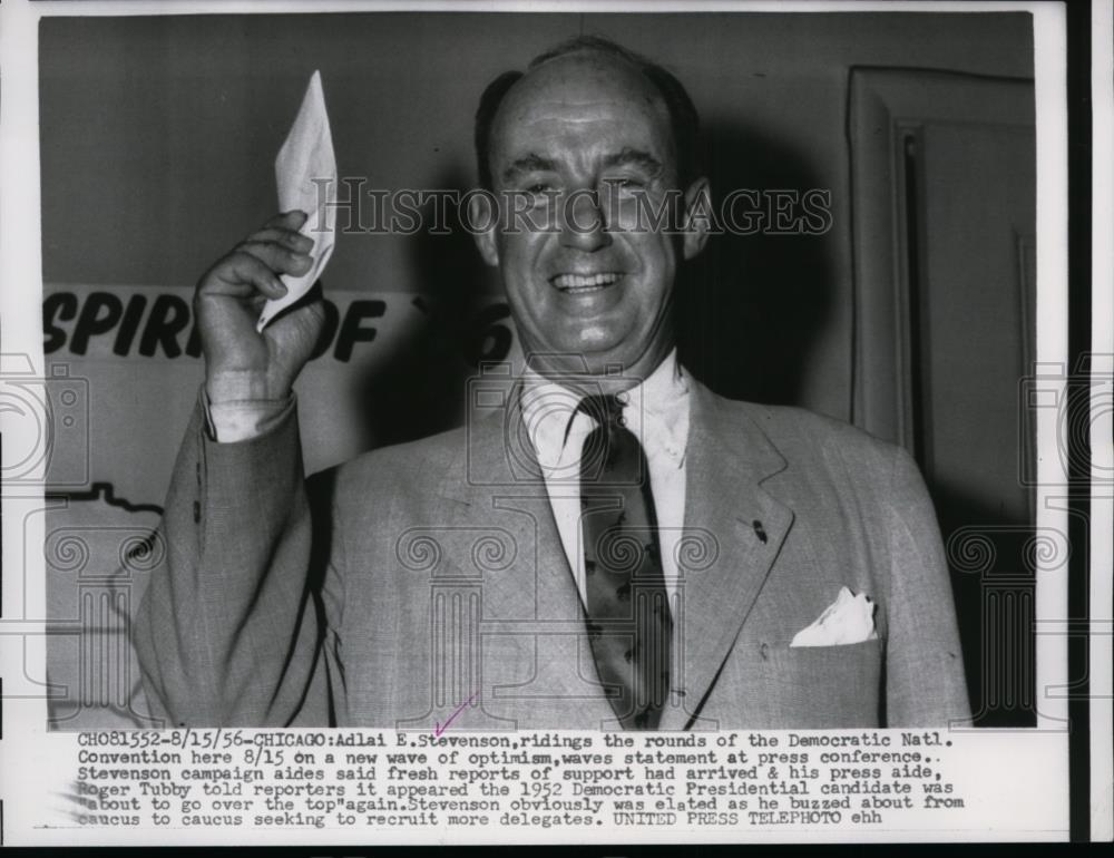 1956 Press Photo Adlai Stevenson Making Rounds at Democratic Nat&#39;l Convention - Historic Images