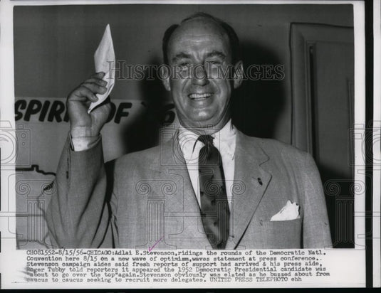1956 Press Photo Adlai Stevenson Making Rounds at Democratic Nat'l Convention - Historic Images