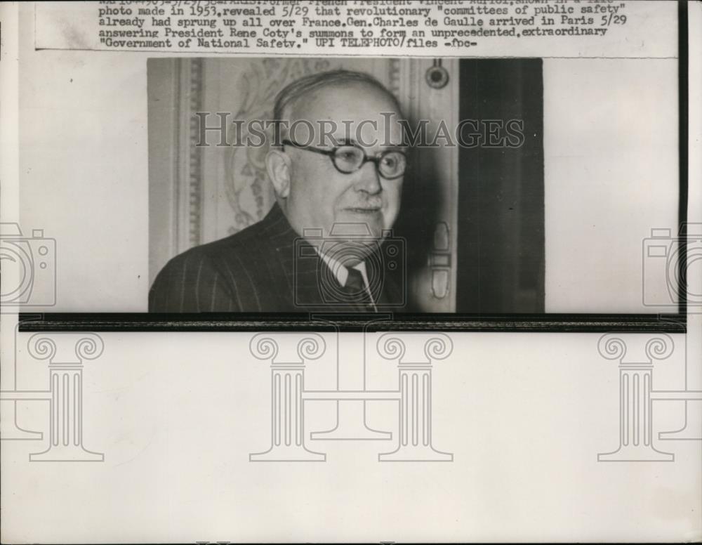 1953 Press Photo French President Vincent Auriol - nep08923 - Historic Images