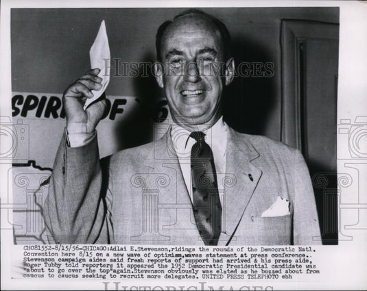 1956 Press Photo Presidential candidate Adlai Stevenosn i Chicago - nep09050 - Historic Images