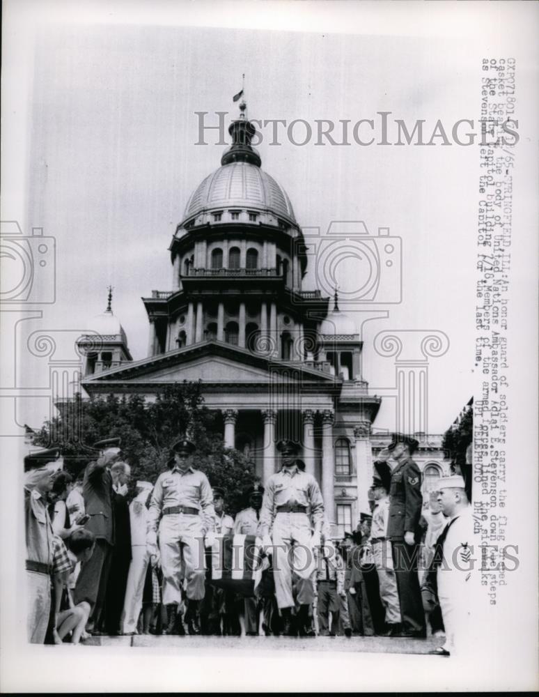 1965 Press Photo Adlai Stevenson Funeral Procession, Springfield, Illinois - Historic Images