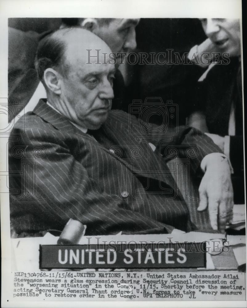 1961 Press Photo Adlai Stevenson in United Nations Security Coucil - nep09235 - Historic Images