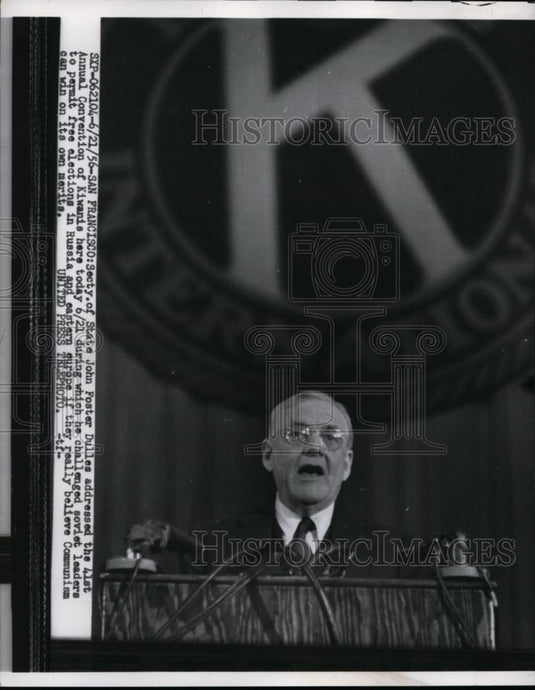 1956 Press Photo Secretary of State John Foster Dulles at Kiwanis Convention - Historic Images