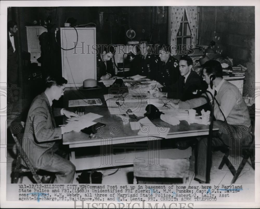 1951 Press Photo Maryland Police FBI Command Post in Ellicott City - nep10043 - Historic Images