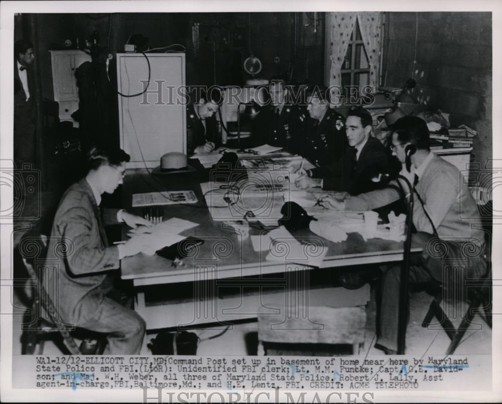 1951 Press Photo Maryland Police FBI Command Post in Ellicott City - n ...