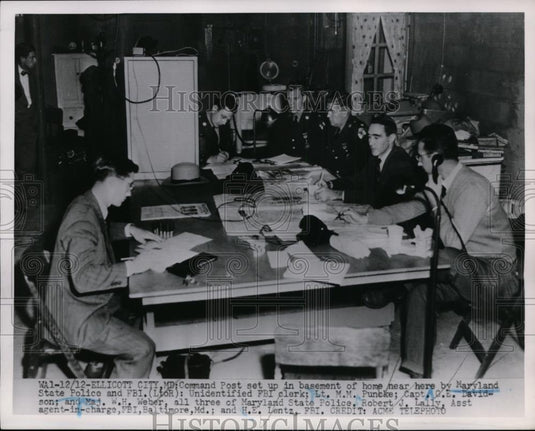 1951 Press Photo Maryland Police FBI Command Post in Ellicott City - nep10043 - Historic Images