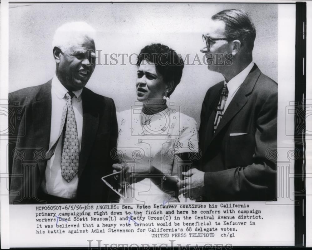 1956 Press Photo Sen Estes Kefauver Continues CA Primary Campaigning - nep10070 - Historic Images