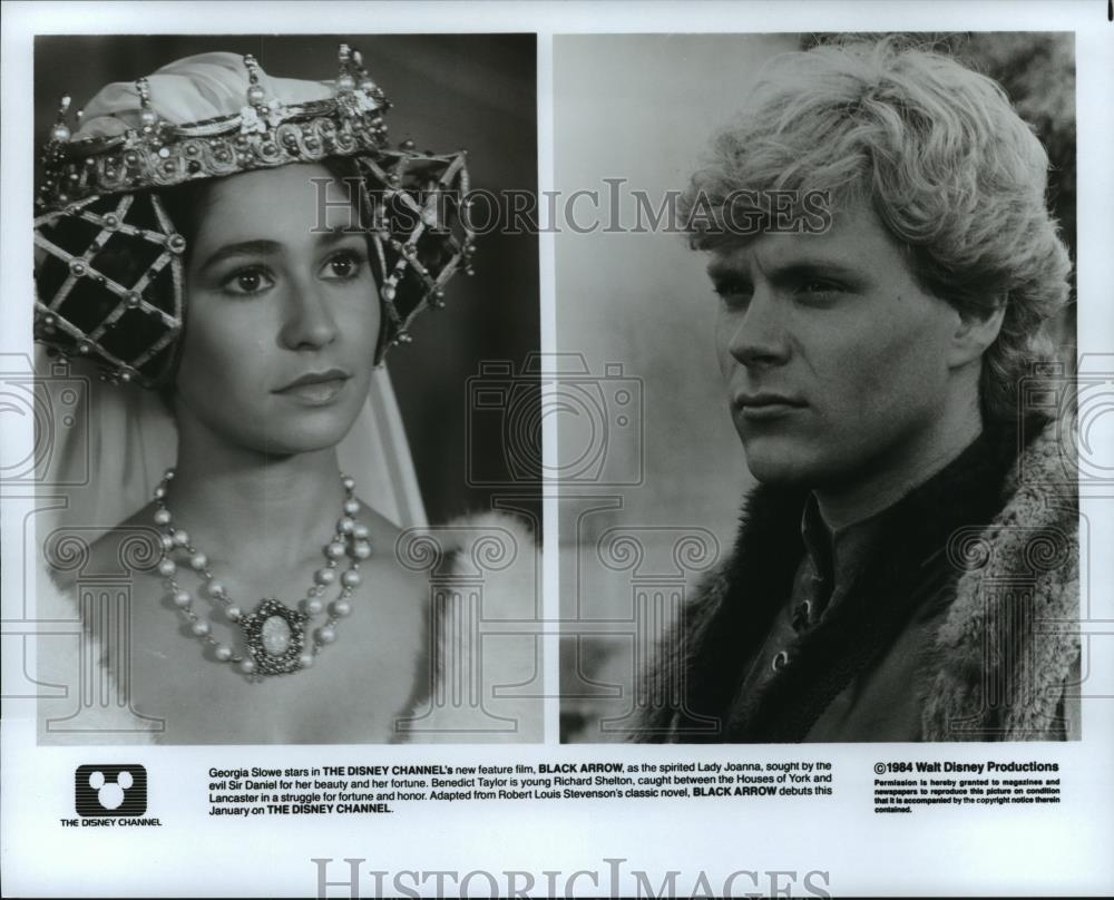 1984 Press Photo Georgia Slowe and Benedict Taylor in Black Arrow. - spp03283 - Historic Images