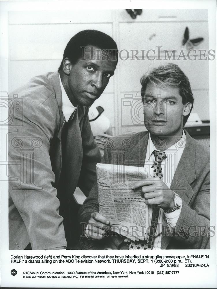 1988 Press Photo Dorian Harewood and Perry King star in Half 'N Half