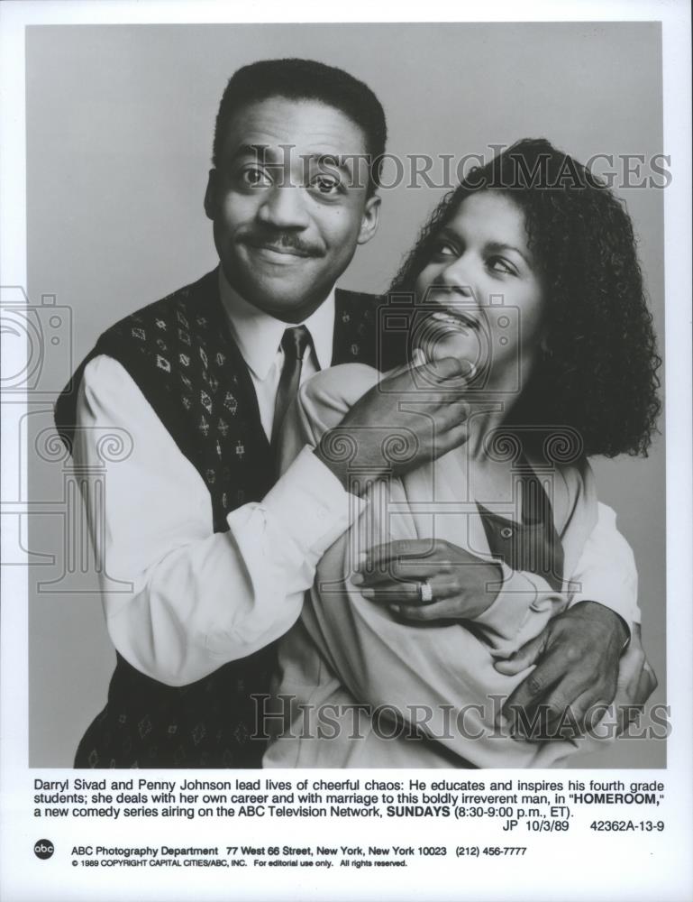1989 Press Photo Darryl Sivad and Penny Johnson star in Homeroom, on ABC. - Historic Images
