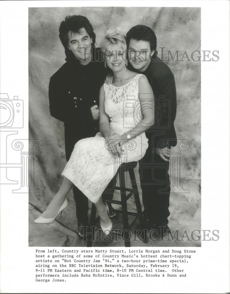 1994 Press Photo Marty Stuart, Lorrie Morgan & Doug Stone on Hot Count ...