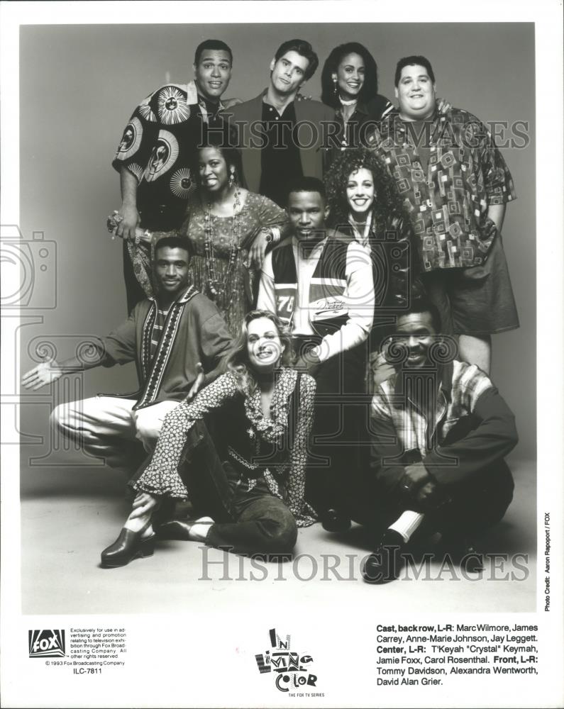 1993 Press Photo Marc Wilmore, Jim Carrey, Jay Leggett &amp; cast of In Living Color - Historic Images