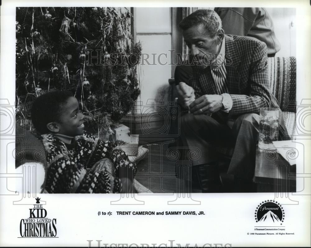 1990 Press Photo Trent Cameron & Sammy Davis Jr. in The Kid Who Loved Christmas. - Historic Images