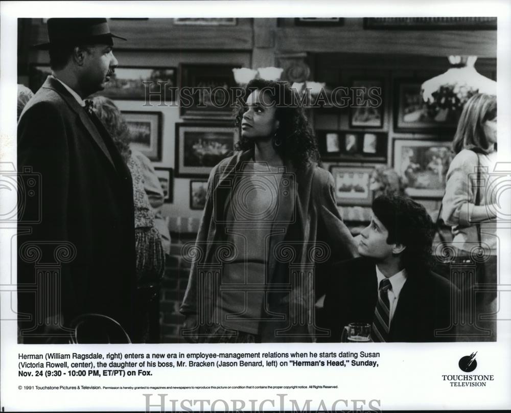 1991 Press Photo William Ragsdale and Victoria Rowell star in Herman's Head. - Historic Images