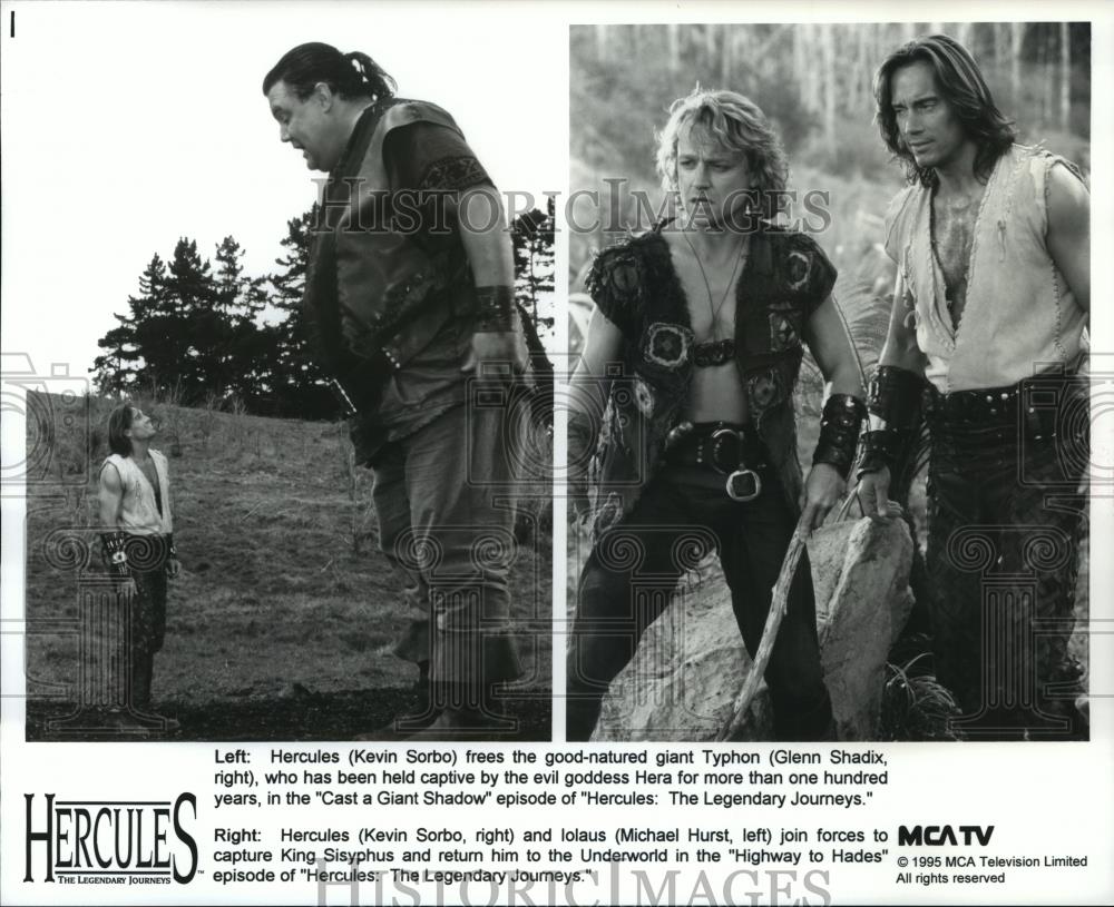 1995 Press Photo Kevin Sorbo & Michael Hurst in Hercules: The Legendary Journey. - Historic Images