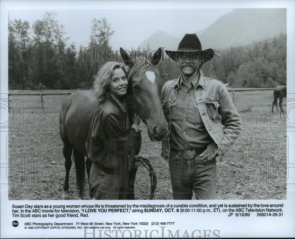 1989 Press Photo Susan Dey and Tim Scott star in I Love You Perfect, on ABC. - Historic Images