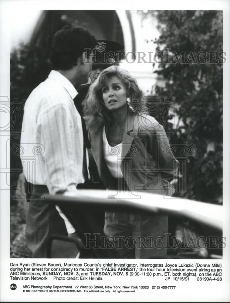 1991 Press Photo Steven Bauer and Donna Mills star in False Arrest, on ...