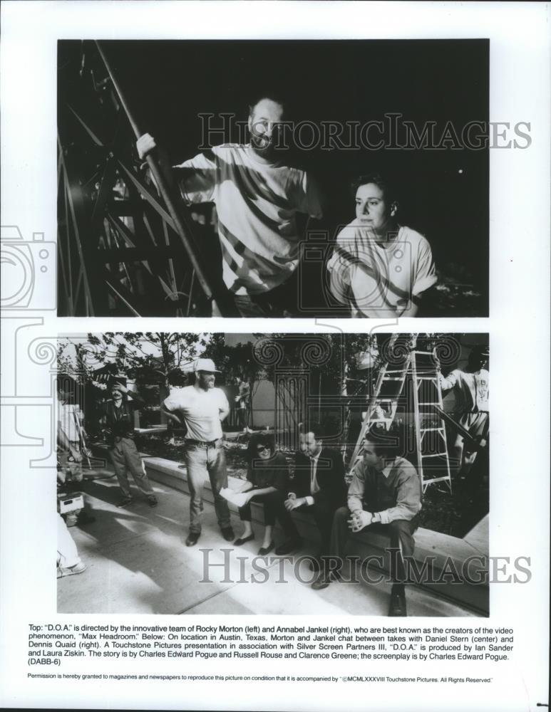 1988 Press Photo Directors Rocky Morton and Annabel Jankel on set of D.O.A. - Historic Images
