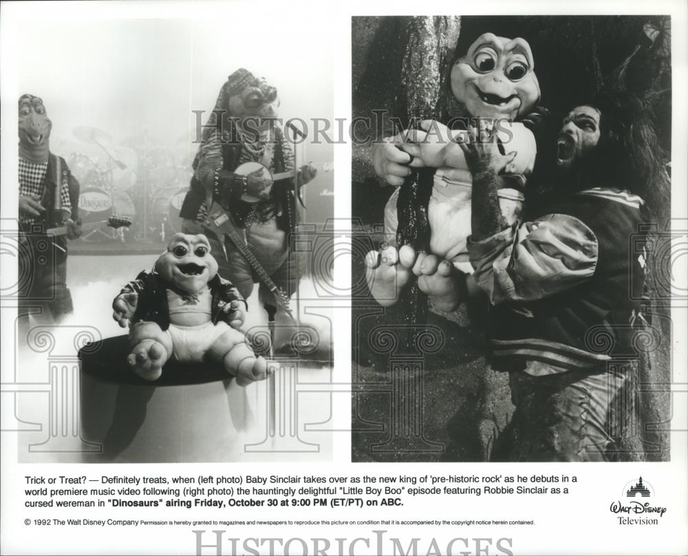 1992 Press Photo Baby in scenes from Dinosaur, on ABC. - spp07881 - Historic Images