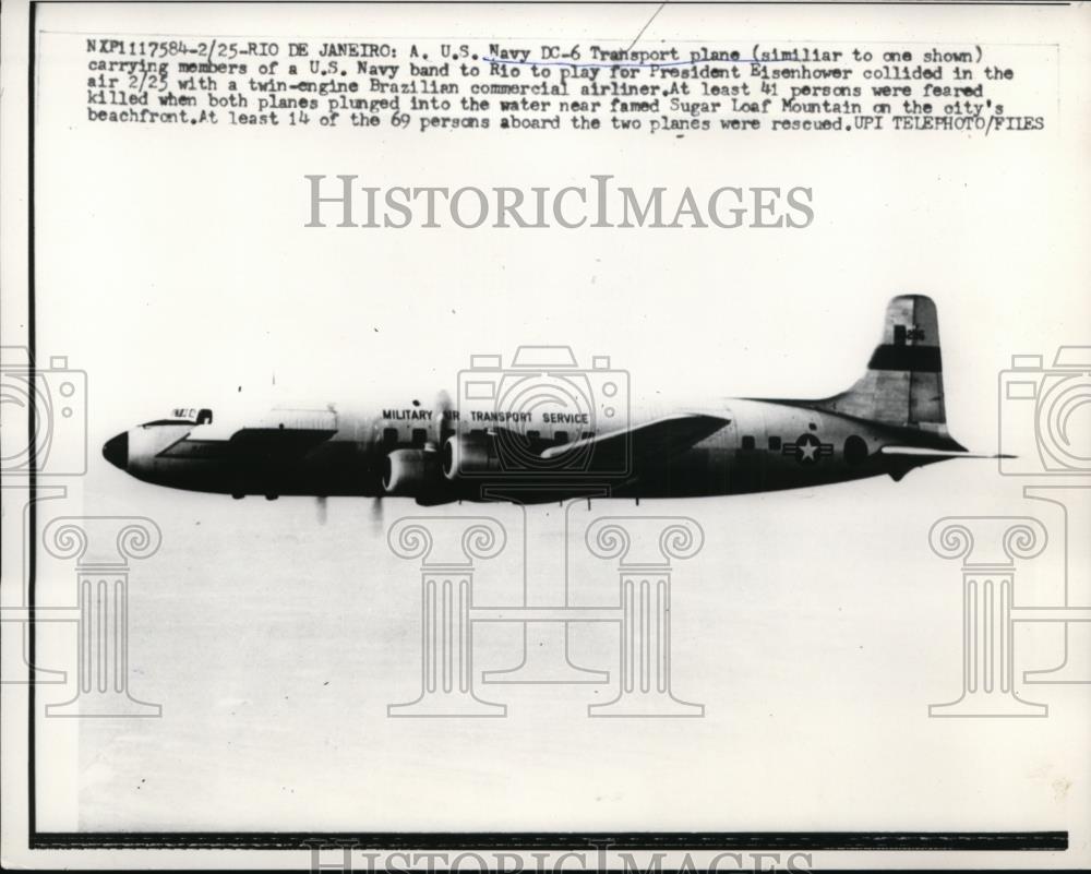 1960 Press Photo U.S. Navy DC-6 Transport Plane Collided in the Air Killing 41 - Historic Images