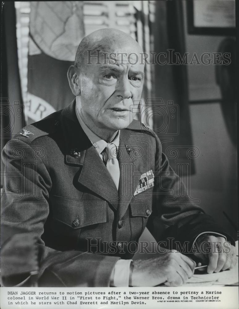 1967 Press Photo Dean Jagger as a Marine colonel in First to Fight - spp31010 - Historic Images