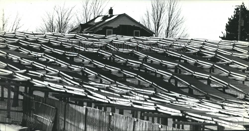 1983 Press Photo Ginseng shelters cover a field west of Wausau in Wisconsin - Historic Images