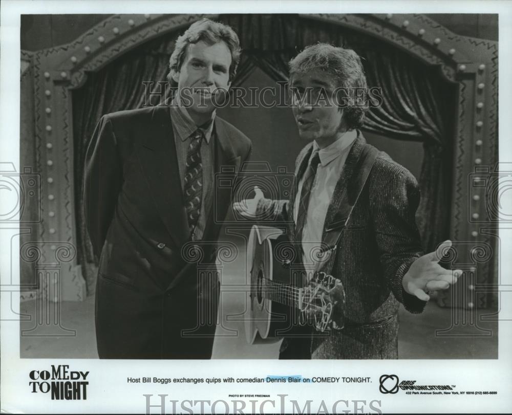 1985 Press Photo Host Bill Boggs with comedian Dennis Blair on Comedy Tonight - Historic Images