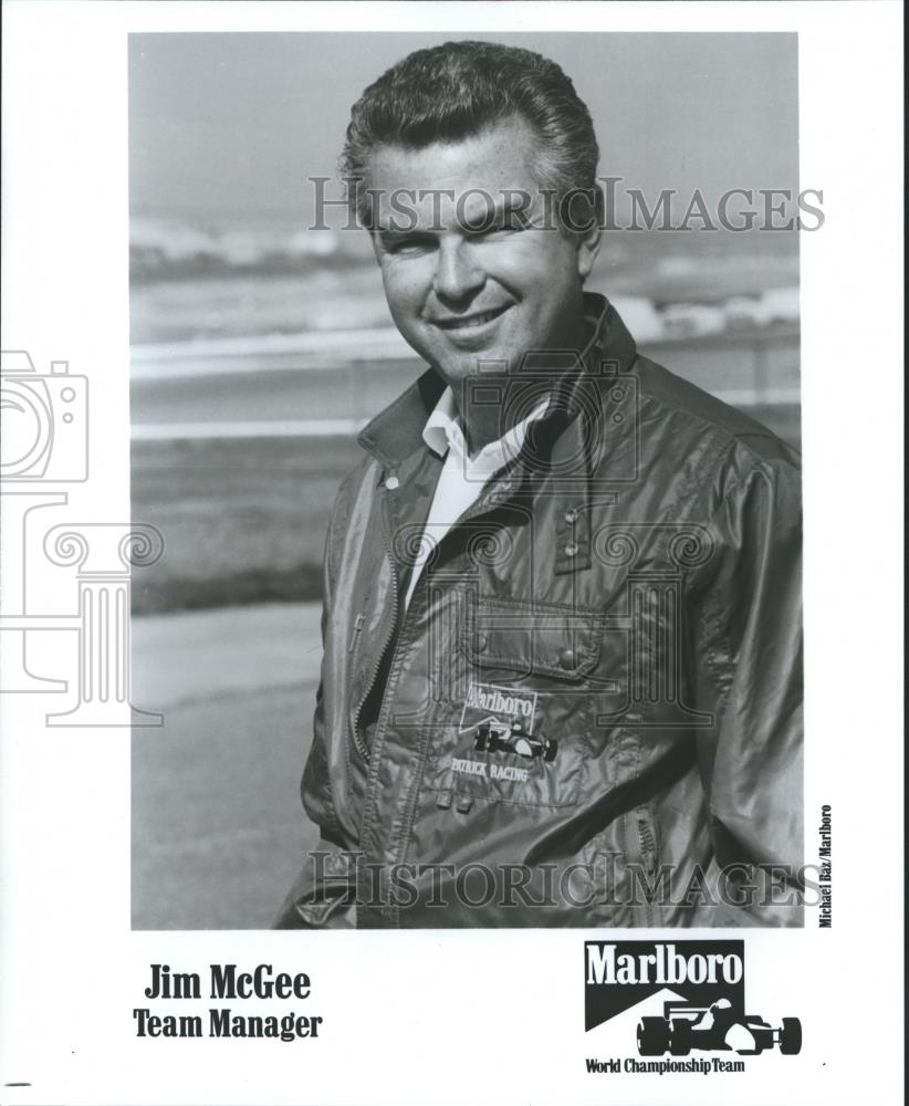 1986 Press Photo Jim McGee US auto racer - mjb13130 - Historic Images