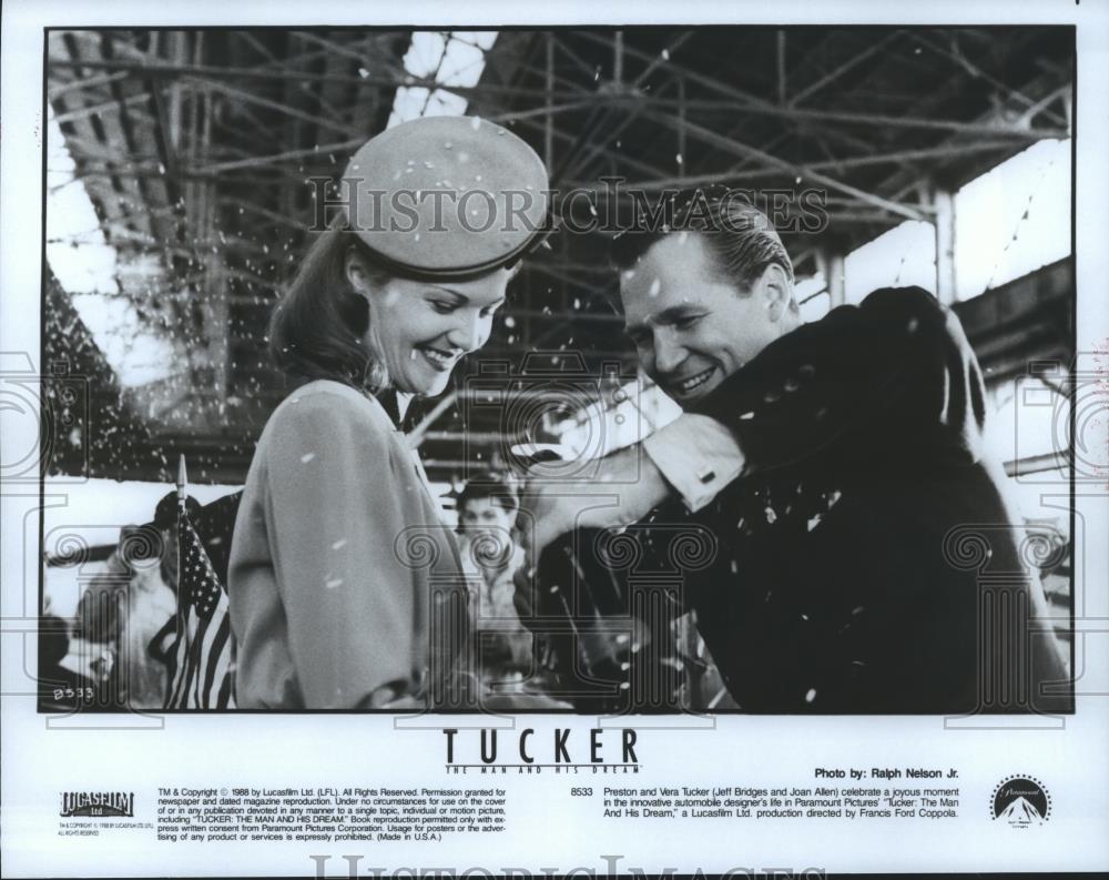 1988 Press Photo Joan Allen and Jeff Bridges in Tucker: The Man and His Dream. - Historic Images