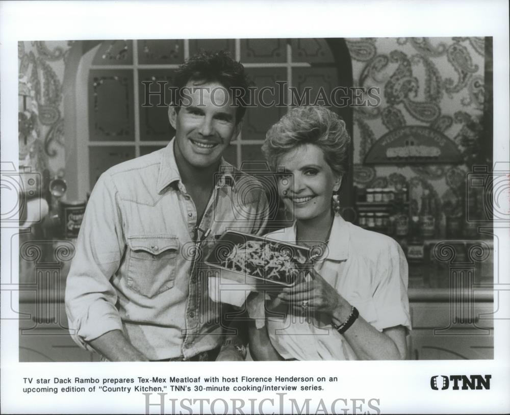 1989 Press Photo Florence Henderon, Dack Rambo in a series of &quot;Country Kitchen&quot; - Historic Images